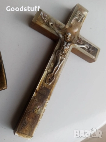 Седефен кръст, посребрен, маслинено дърво , снимка 7 - Антикварни и старинни предмети - 51773035