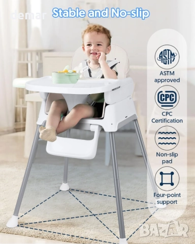Столче за хранене, Регулируемо трансформируемо 3 в 1 столче за хранене, снимка 3 - Столчета за хранене - 52276104
