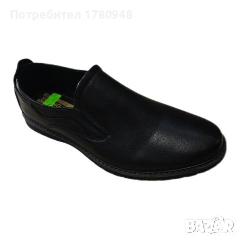 ГИГАНТ Официални мъжки кожени обувки без връзки, голям размер, снимка 1 - Официални обувки - 45754899