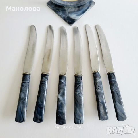 Комплект от шест ножчета за закуска с пластмасова стойка., снимка 4 - Антикварни и старинни предмети - 46436869