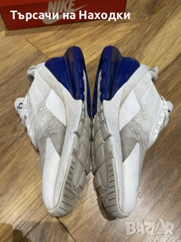 €160  Мъжки маратонки Nike Air Max 270 (Бяло/Синьо) Размер EU 46 UK 11 ползвани, снимка 3 - Маратонки - 52461745