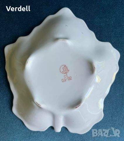 Порцеланова чинийка във формата на листо от Сумской фарфоровый завод /Сумый/, снимка 6 - Форми - 45509485