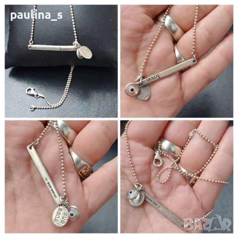 Два различни броя / Сребърно колие с Окото на Назар и Ейлат Истейт камък / проба 925 , снимка 2 - Колиета, медальони, синджири - 44288151