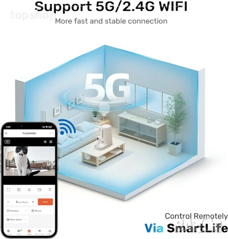 Нова смарт автоматична хранилка за котки FUKUMARU – 1080P Камера, 5G WiFi , висок клас , снимка 5 - Други стоки за животни - 53709868