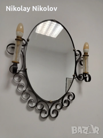 огледало от ковано желязо и аплици , снимка 6 - Огледала - 53331080