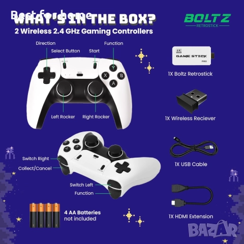 Boltz Retro Stick геймърска конзола, снимка 6 - Други игри и конзоли - 52350798