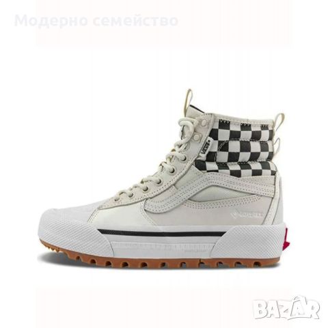 Дамски зимни обувки vans checkerboard sk8 hi gore tex mte 3 shoes beige, снимка 4 - Дамски боти - 46651538