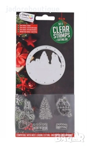 Коледни силиконови печати + щанци за изрязване и релеф различни видове Зима Коледа, снимка 5 - Други - 48368946
