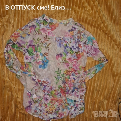 Риза коприна флорален десен уникат ефирна, снимка 5 - Ризи - 52549343