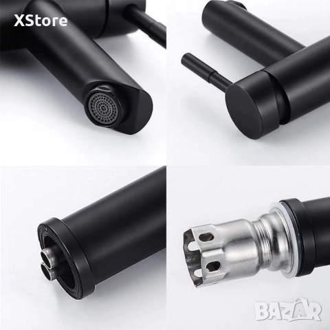 Смесител за мивка, неръждаема стомана , черен мат, снимка 5 - Смесители - 52588571