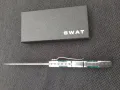 Сгъваем фосфоресциращ нож,дамаска стомана с гравирана дръжка SWAT, снимка 10