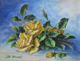 Картина акварел Жълти рози 1932 г. Нисим Коен, в рамка 18/23 см, отличен, снимка 4
