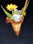 Малка висяща плетена кошница с изкуствени цветя / ваза / поставка , снимка 5