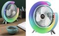 Мини настолен вентилатор с многоцветно осветление, RGB LED, USB, презареждащ се, снимка 2