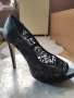Черни обувки на висок ток, дантела + изкуствена кожа, 41 номер, снимка 5