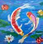 Японски риби Кои - оригинална авторска картина 