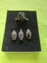 Комплект Обеци Пръстен и Медальон от Сребро и Черен Турмалин, снимка 3