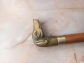Дървен бастун с бронзова дръжка с тайник, снимка 1