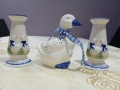 порцеланов прекрасен сет свещници с фигура на пате , снимка 2