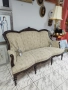 Антикварен френски ръчно резбован бароков диван тройка , снимка 10