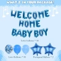 Декорации за момченце "WELCOME HOME BABY BOY" - 38 броя сини фолийни балони със звезди, снимка 2