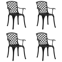 vidaXL Градински столове, 4 бр, лят алуминий, черни(SKU:315573, снимка 1 - Градински мебели, декорация  - 44956288