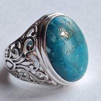 Красив сребърен пръстен с Тюркоаз , снимка 3 - Пръстени - 45113388