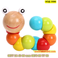 Дървена играчка цветна гъсеница - КОД 3590, снимка 3 - Образователни игри - 45053837