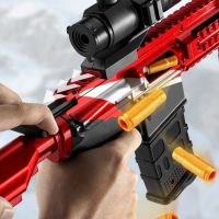 Детска играчка пушка автомат с меки патрони и допълнителни екстри / Цвят: Червен / Материал: пластма, снимка 3 - Други - 45794541