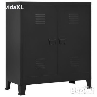 vidaXL Индустриален скрин за съхранение, черен, 90x40x100 cм, стомана(SKU:145356, снимка 1
