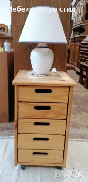 Практично дървено шкафче с пет чекмеджета, подходящо за офис, детска стая или работен кът. , снимка 1