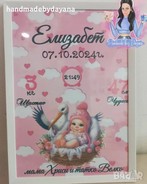 Бебешка визитка в рамка , снимка 1