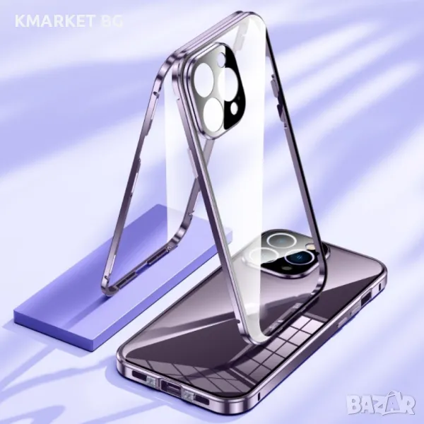 Apple iPhone 15 Pro Удароустойчив Калъф Metal Frame с Магнит 360 Градуса Защита и Протектор, снимка 1