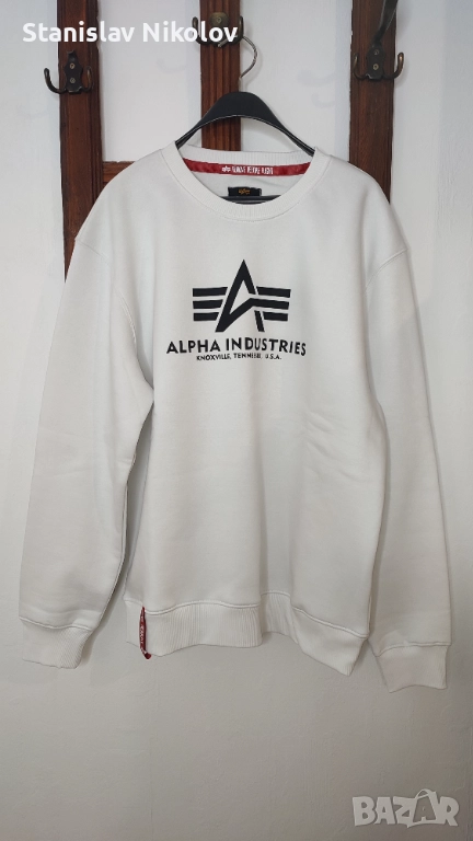 Нова Блуза Alpha Industries basic sweater white, Size XL, снимка 1