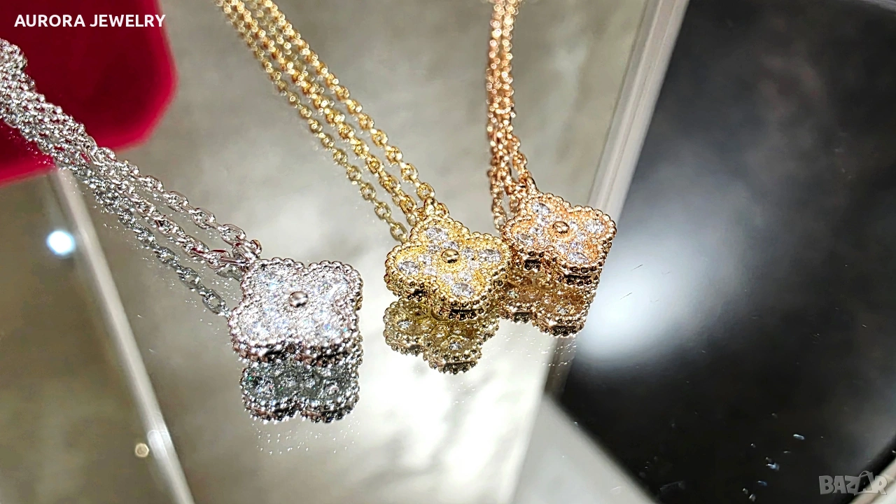 Van Cleef & Arpels VCA Gold Diamond Sweet Alhambra Clover Дамско Колие, снимка 1