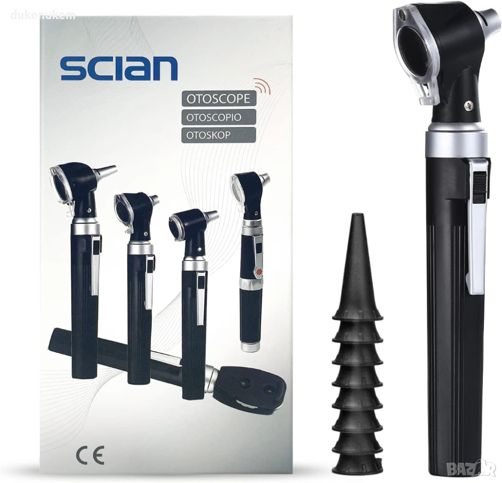 Отоскоп комплект - ушен инструмент с LED светлина и 3x увеличение, снимка 1