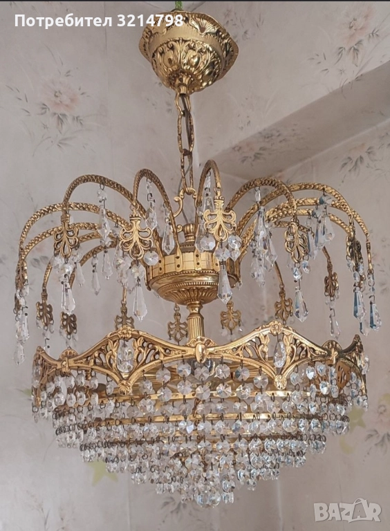 Антикварен кристален полилей , снимка 1