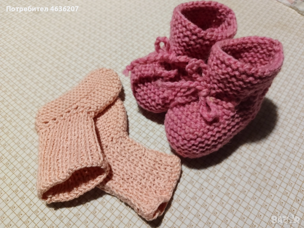 Изработвам плетени бебешки чорапи и терлици , снимка 1