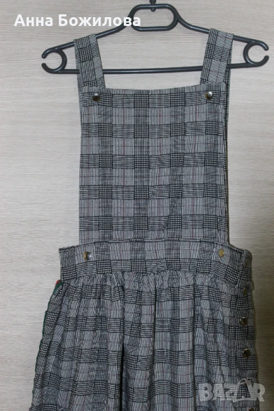 Дълга черно-бяла карирана рокля - сукман GIWEEN + ПОДАРЪК | Long checkered dress + A GIFT, снимка 1