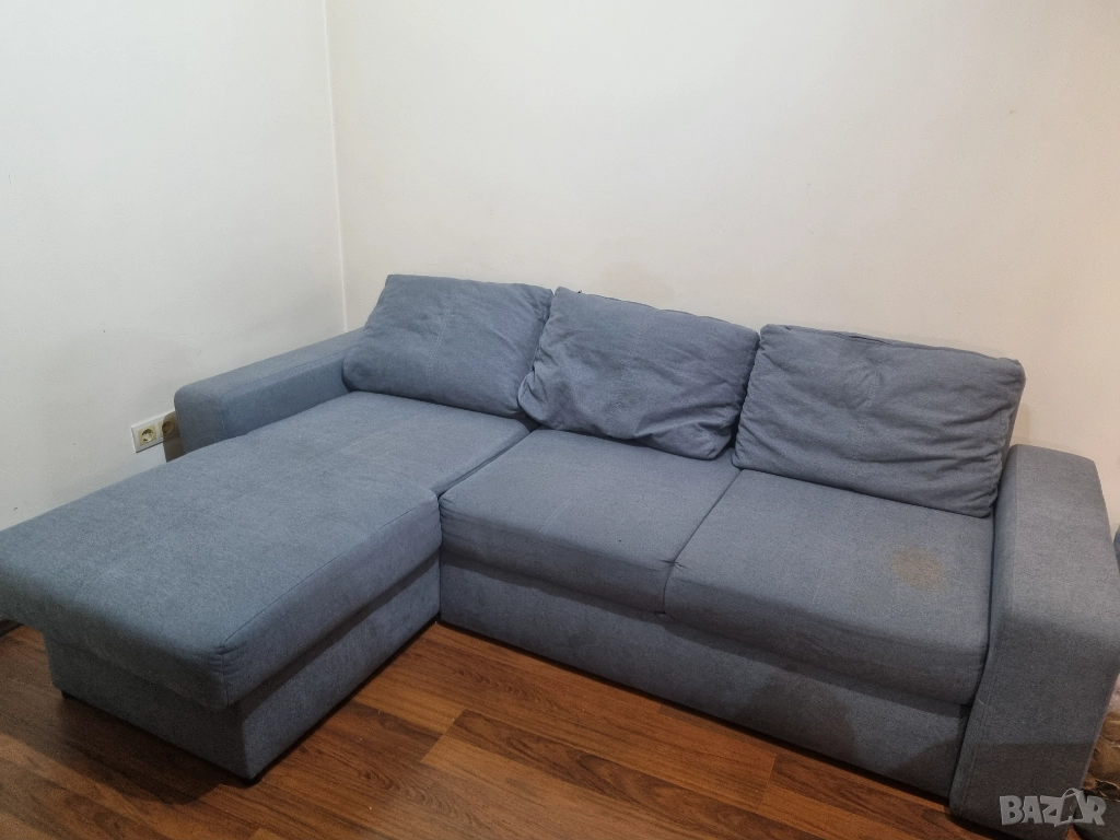 Триместен диван с лежанка и ракла (повдигащ механизъм) и функция сън, снимка 1