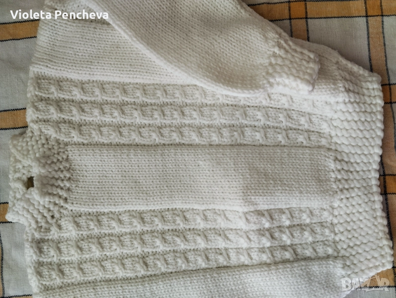 Ръчно плетен комплект елече и блузка, ретро стил, 6-12месеца, снимка 1