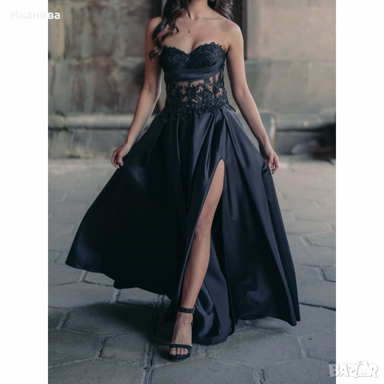 Черна официална дълга рокля. Бална рокля, снимка 1