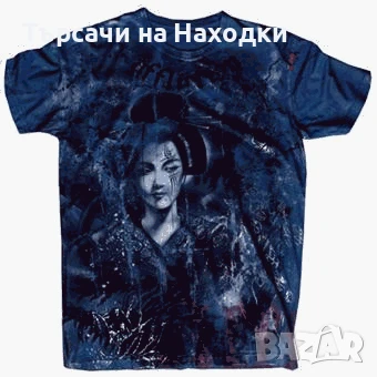 Мъжка тениска AFFLICTION Bamboo Geisha Stare Dark Blue Wash S Small, снимка 1