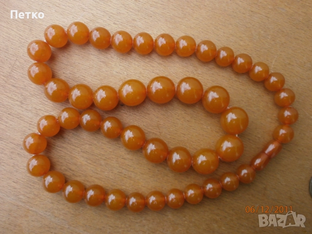 Стар гердан кехлибар  70 грама, снимка 5 - Антикварни и старинни предмети - 52604423