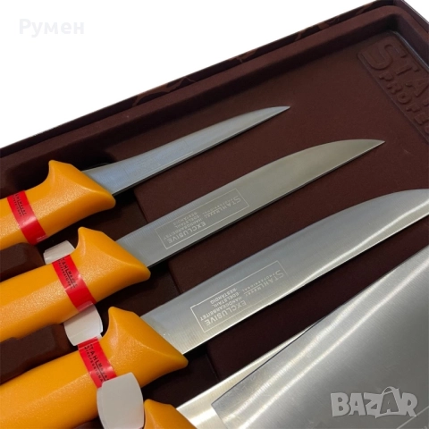 Комплект Немски професионални месарски ножове и сатър , 5 броя STAHLMAYER Exclusive  + подарък, снимка 4 - Други стоки за дома - 51690268
