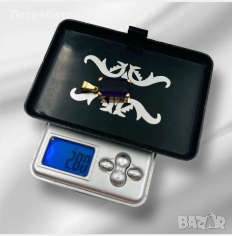 Златен медальон с аметист – 18K, снимка 6 - Колиета, медальони, синджири - 53266152