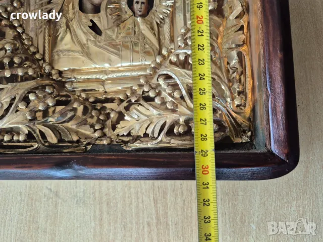 Стара позлатена Руска Домашна Икона разкошна оригинал 19 век, снимка 10 - Други ценни предмети - 50325889
