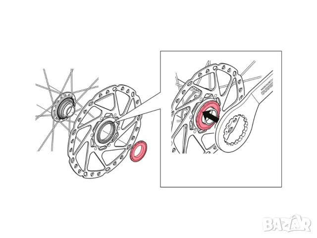 Shimano Center-Lock гайка за диск с външни зъбци за 20mm/15mm/12mm проходна ос, снимка 3 - Части за велосипеди - 47177705