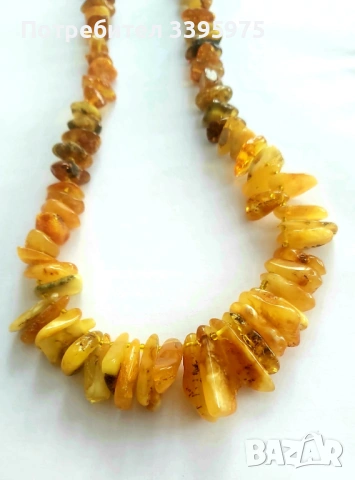 Колиета от естествен масивен кехлибар. Кехлибарена огърлица - 95 броя