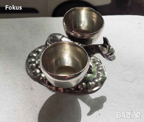 Стара малка антикварна сребърна солница с магаре маркировки, снимка 3 - Антикварни и старинни предмети - 45734075